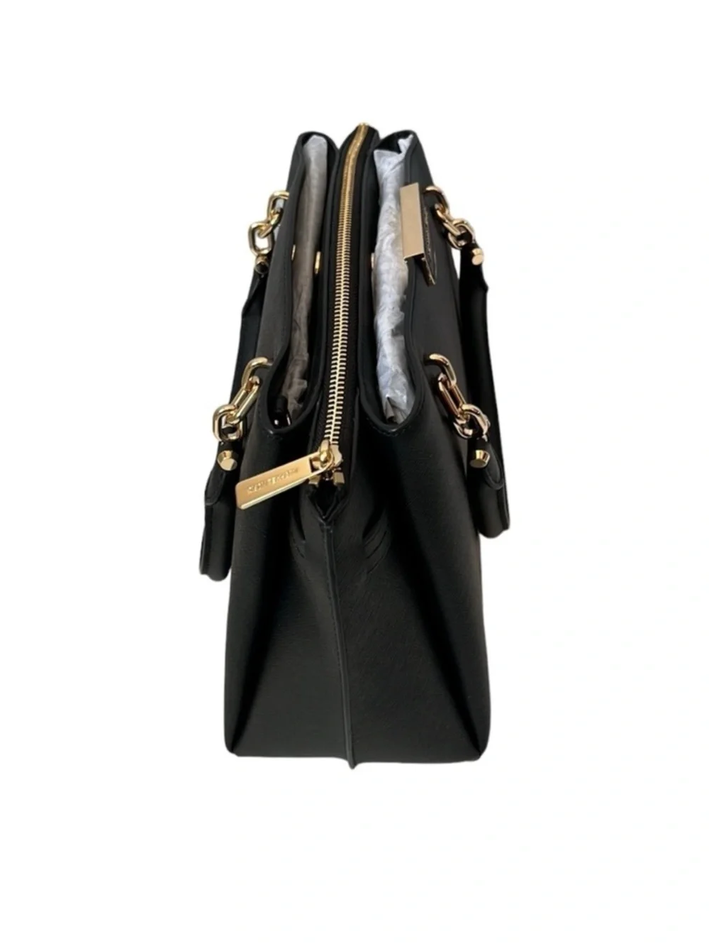 Michael Kors Black Leather Satchel Crossbody Bag QVC Exclusive NWT - Picture 6 of 13